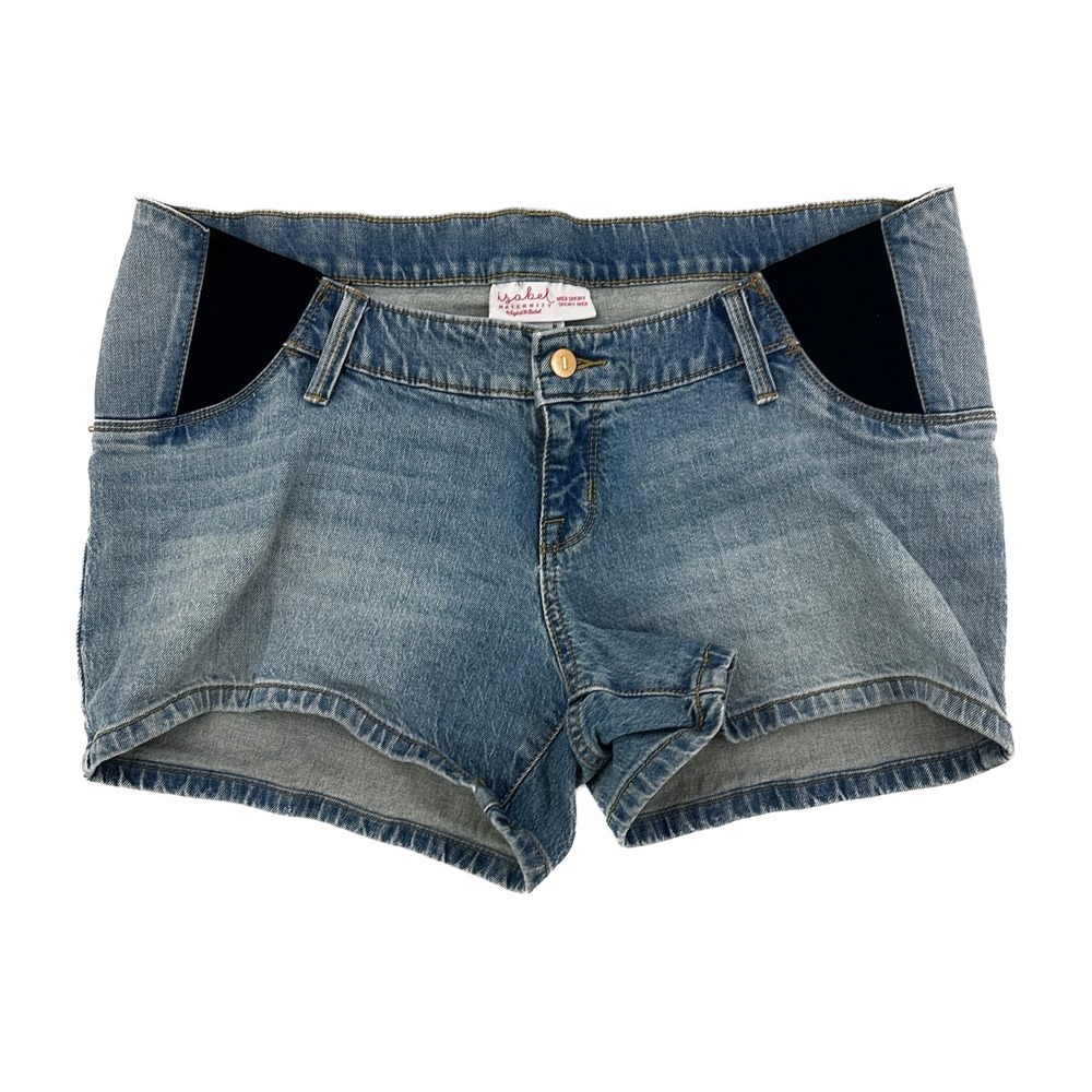 Isabel Maternity Midi Short Womens' size 10 Blue Denim Jean Shorts